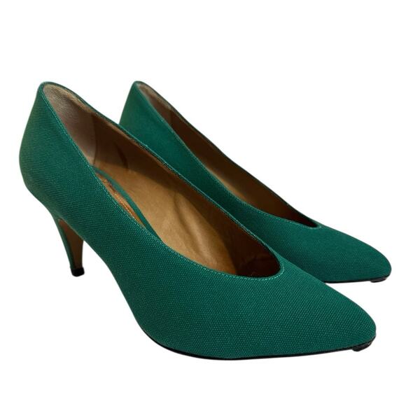 Isabel Marant Green Canvas Heels Size 6.5 Women’s - Picture 1 of 9
